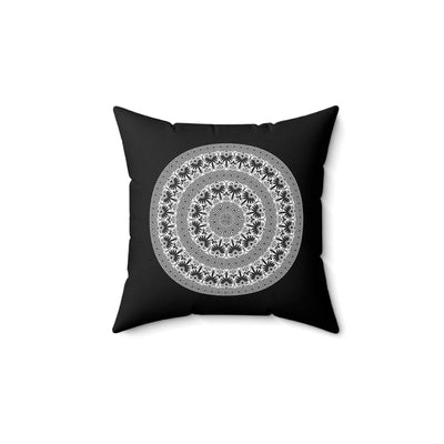 Decorative Throw Pillow Case Black And White Round Geometric Boho Pattern -