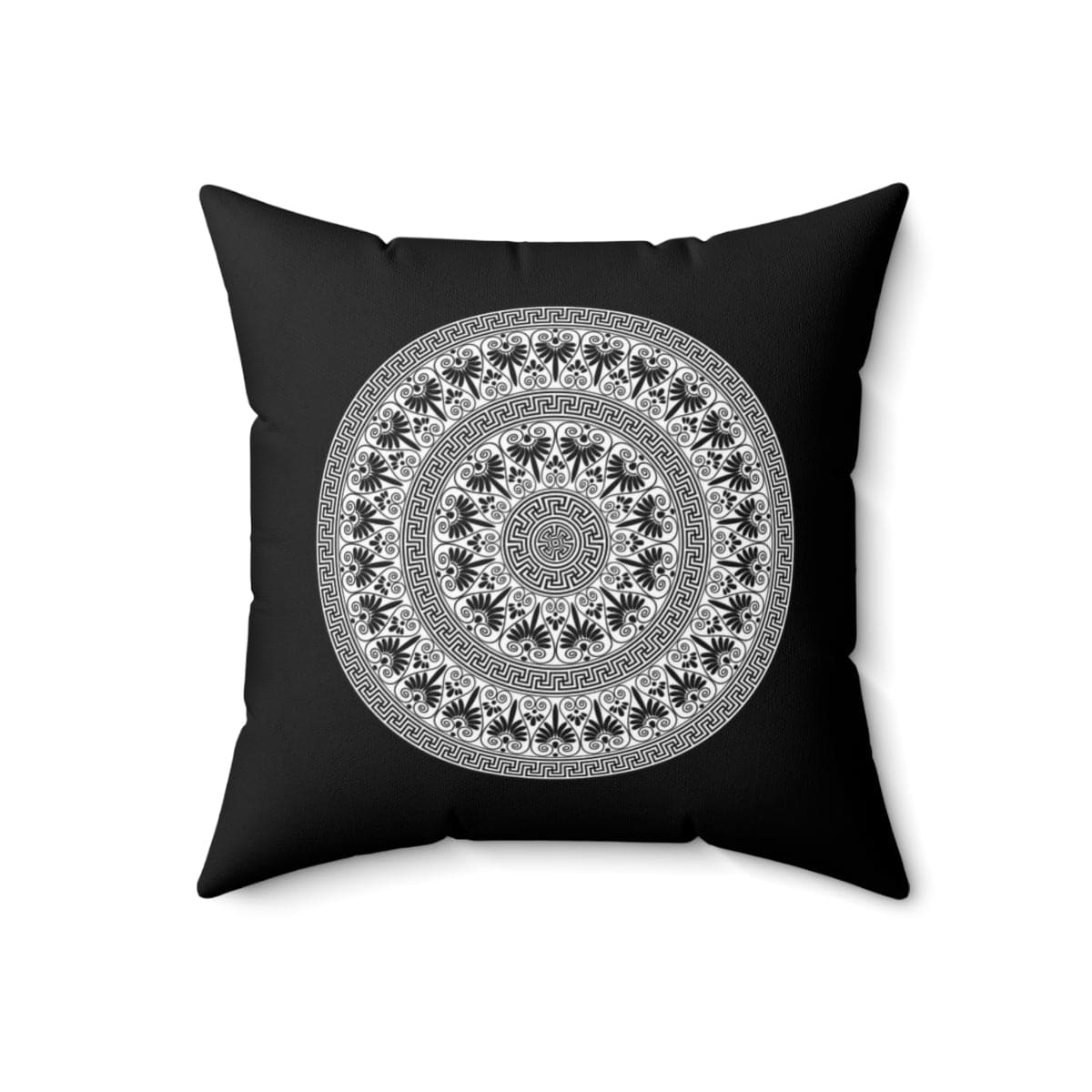 Decorative Throw Pillow Case Black And White Round Geometric Boho Pattern -