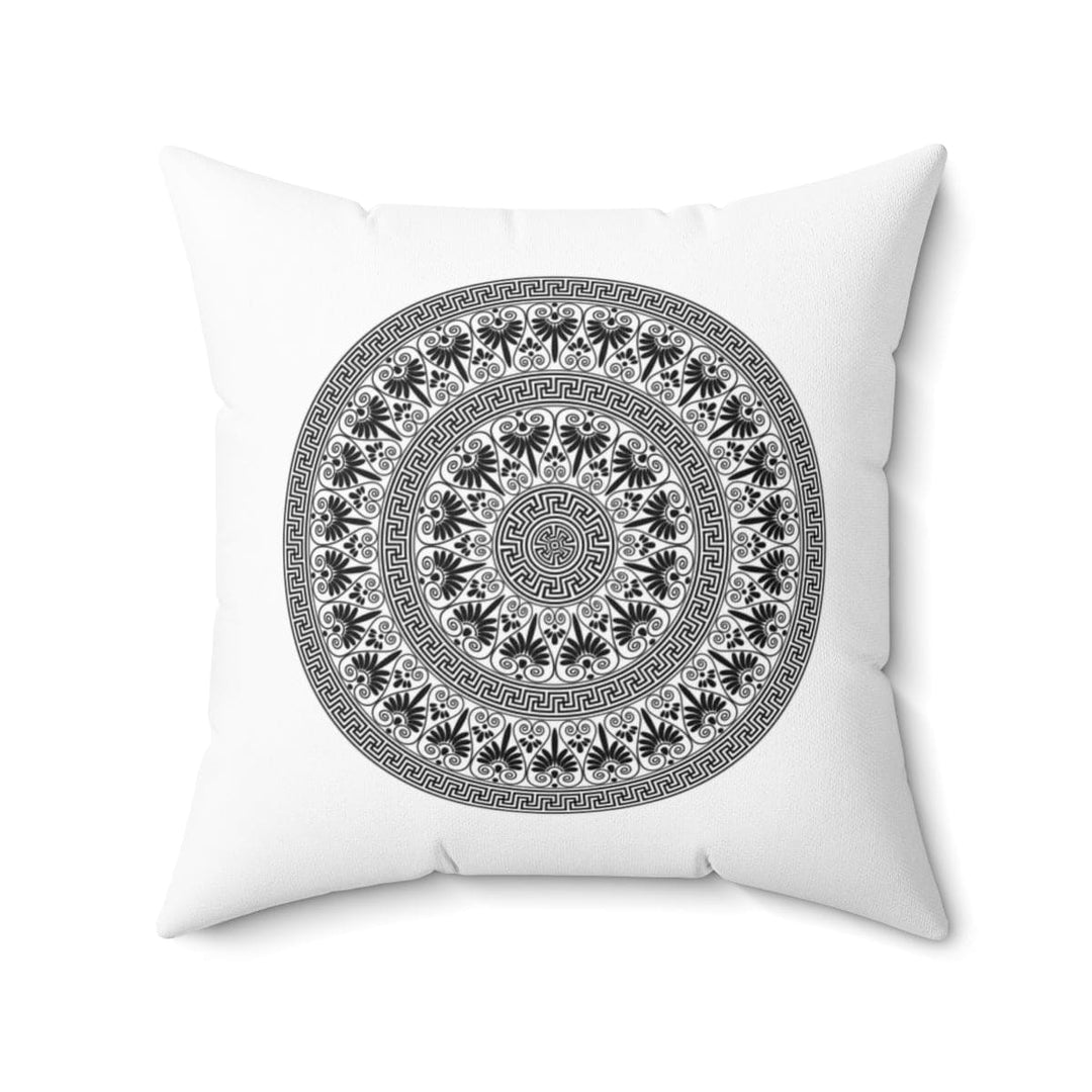 Decorative Throw Pillow Cover White and Black Round Geometric Boho Pattern