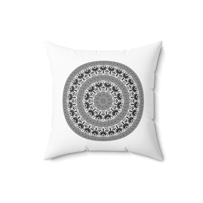 Decorative Throw Pillow Case White And Black Round Geometric Boho Pattern -