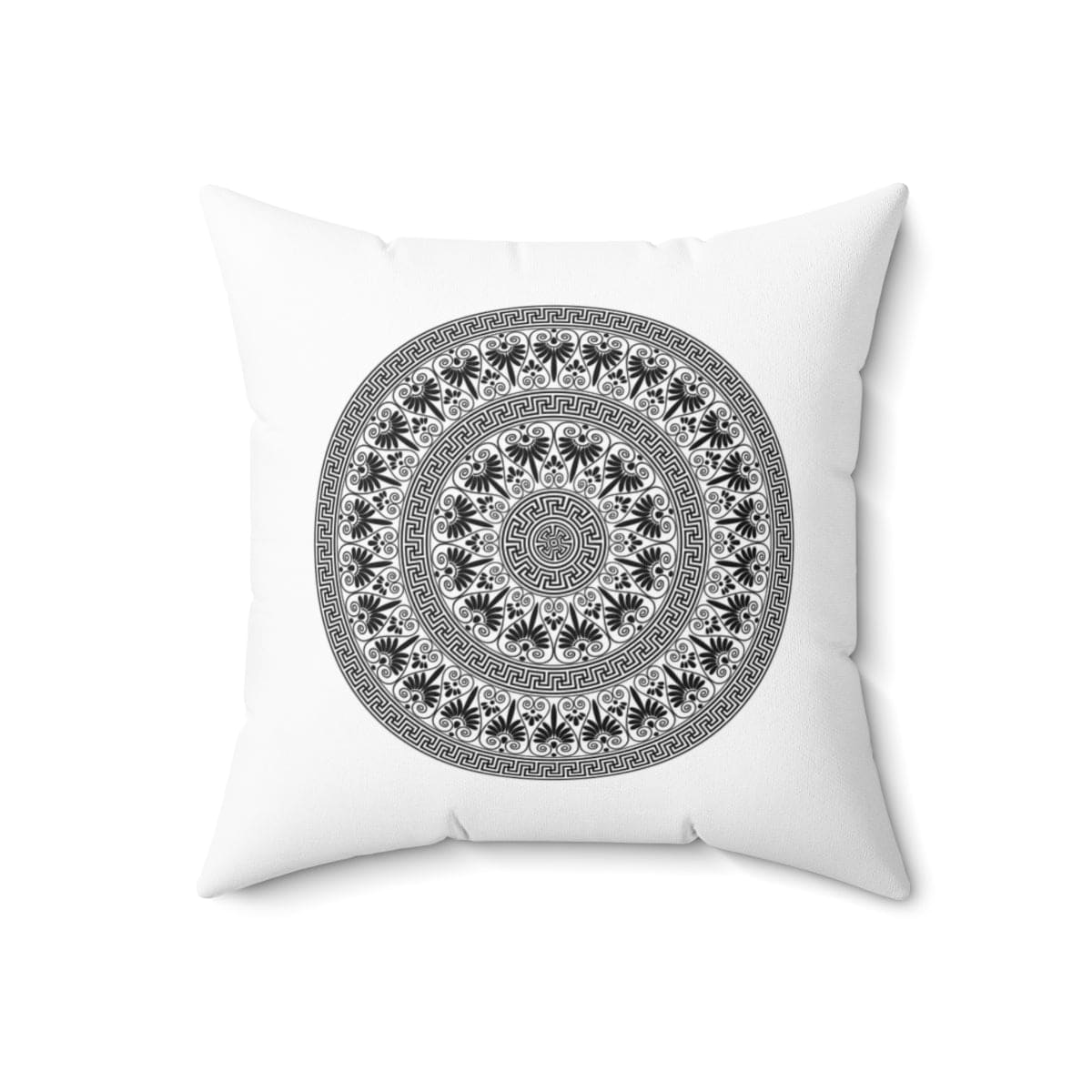Decorative Throw Pillow Case White And Black Round Geometric Boho Pattern -