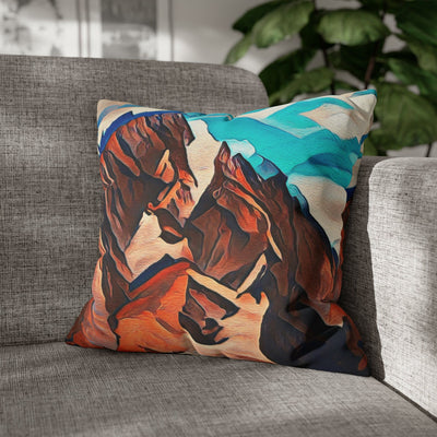 Decorative Throw Pillow Cover Brown Horses - Home Decor