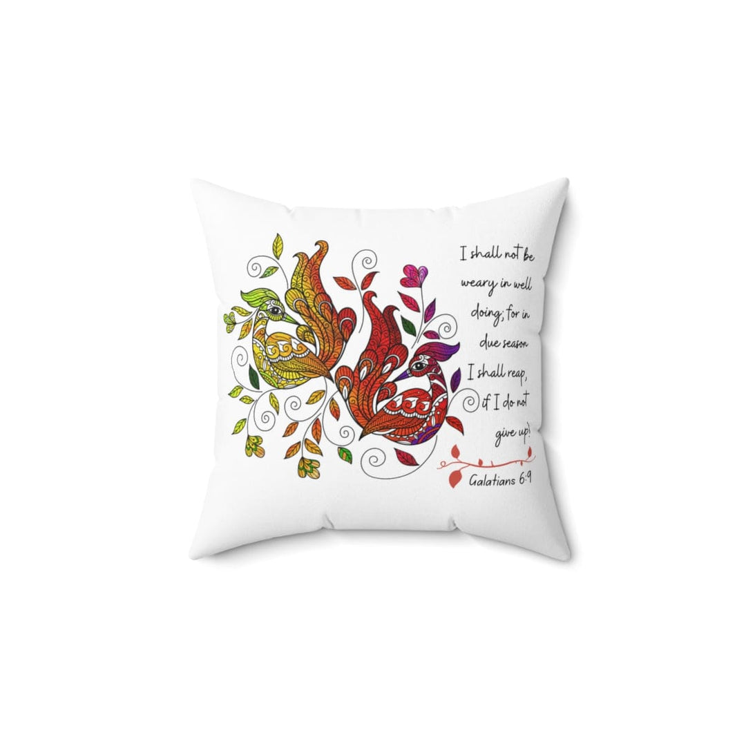 Decorative Throw Pillow Cover - Colorful Peacock Print - Affirmation - i Shall