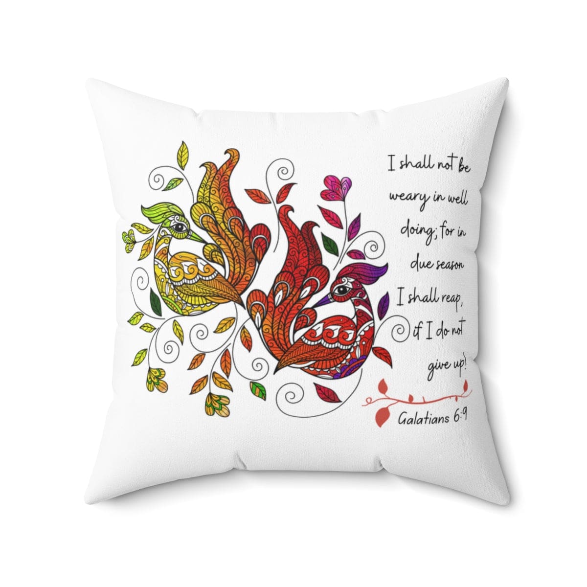 Decorative Throw Pillow Cover Colorful Peacock Print Affirmation - i Shall