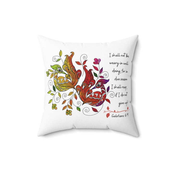 Decorative Throw Pillow Cover - Colorful Peacock Print - Affirmation - i Shall