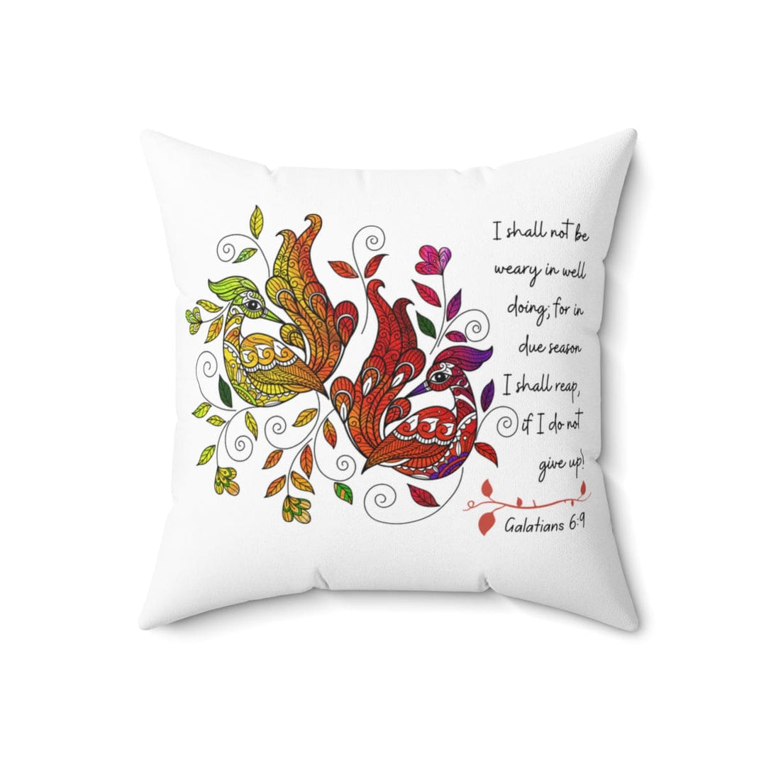 Decorative Throw Pillow Cover - Colorful Peacock Print - Affirmation - i Shall