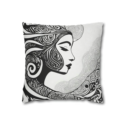Decorative Throw Pillow Cover Female Black Line Art Print 7134 - Home Decor