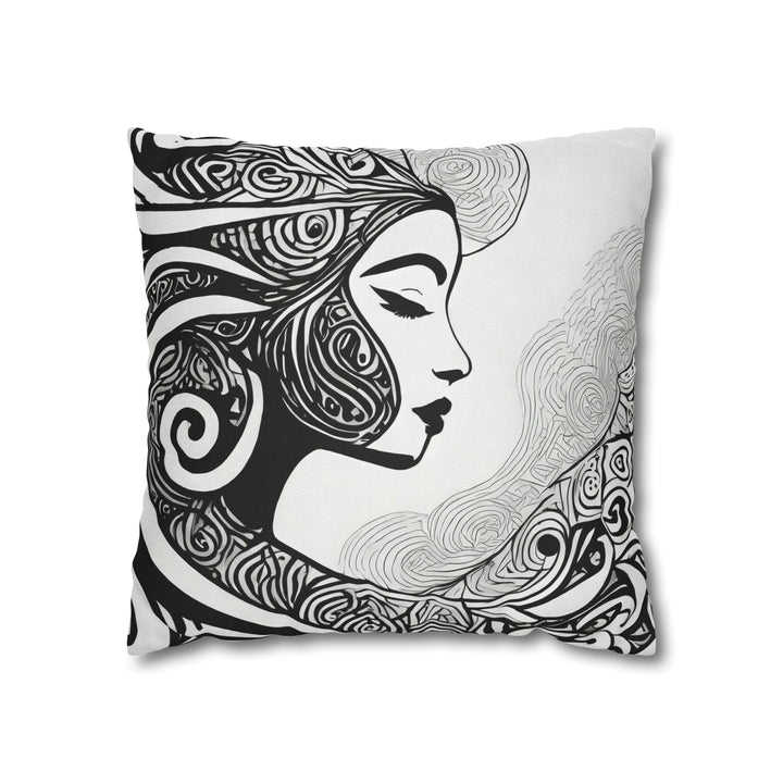 Decorative Throw Pillow Cover Female Black Line Art Print 7134 - Decorative