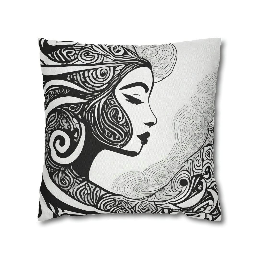 Decorative Throw Pillow Cover Female Black Line Art Print 7134 - Decorative