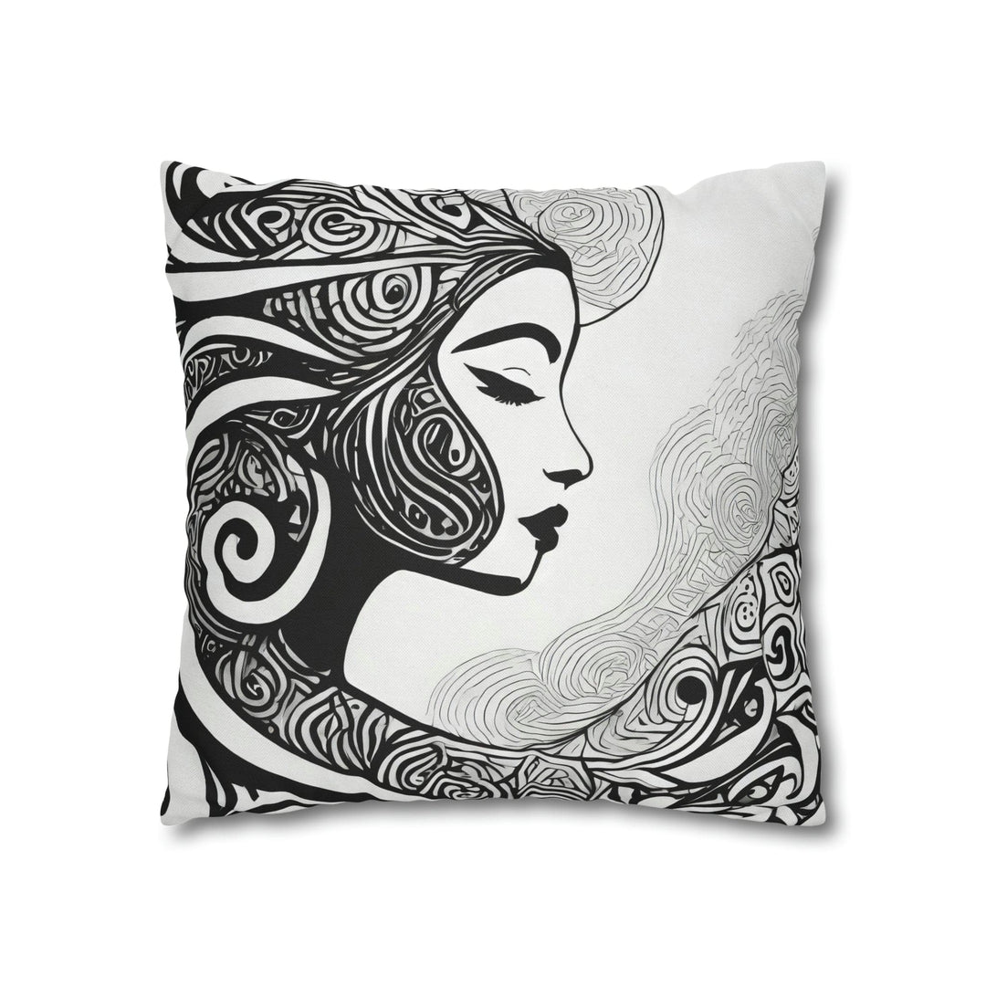 Decorative Throw Pillow Cover Female Black Line Art Print 7134 - Decorative