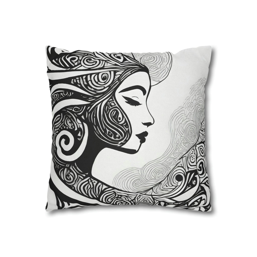 Decorative Throw Pillow Cover Female Black Line Art Print 7134 - Decorative