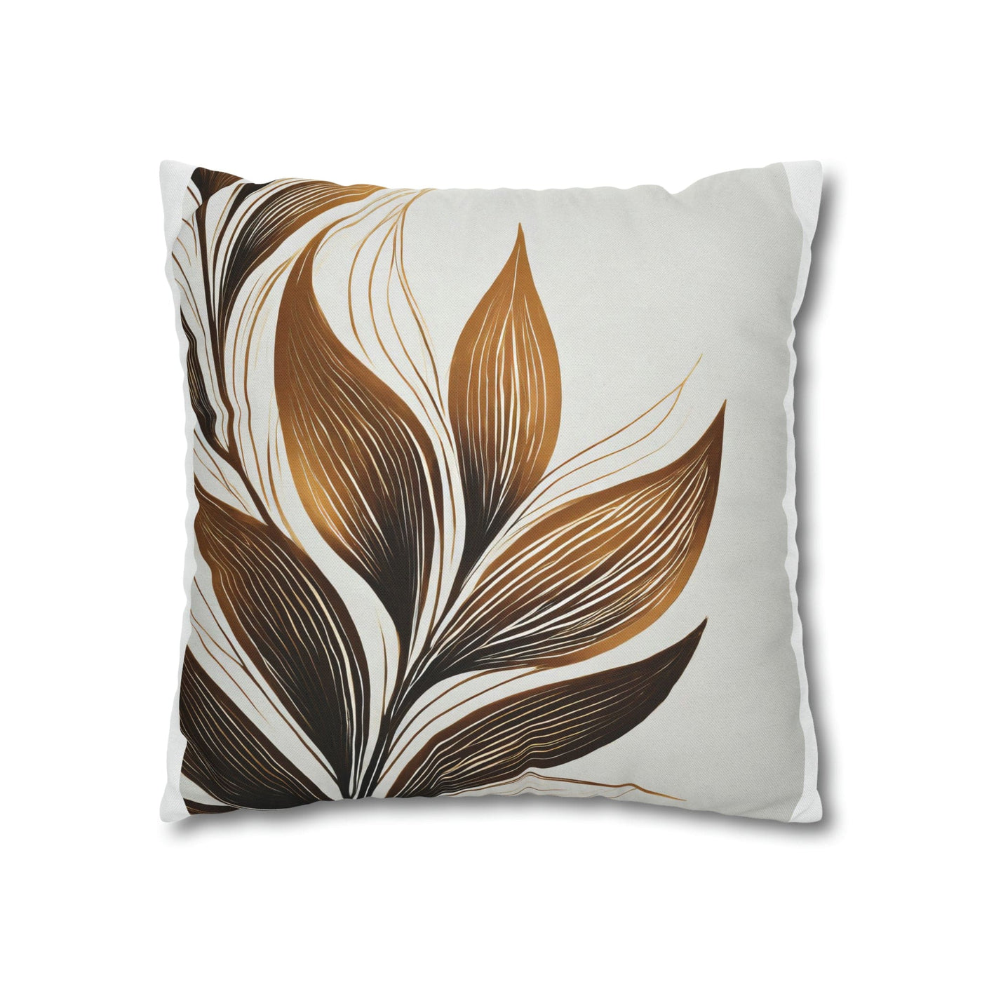 Decorative Throw Pillow Cover Floral Brown Line Art Print 8669 - Home Decor
