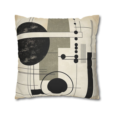 Decorative Throw Pillow Covers With Zipper - Set Of 2 Abstract Black Beige
