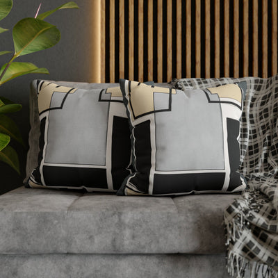 Decorative Throw Pillow Covers With Zipper - Set Of 2 Abstract Black Grey Brown