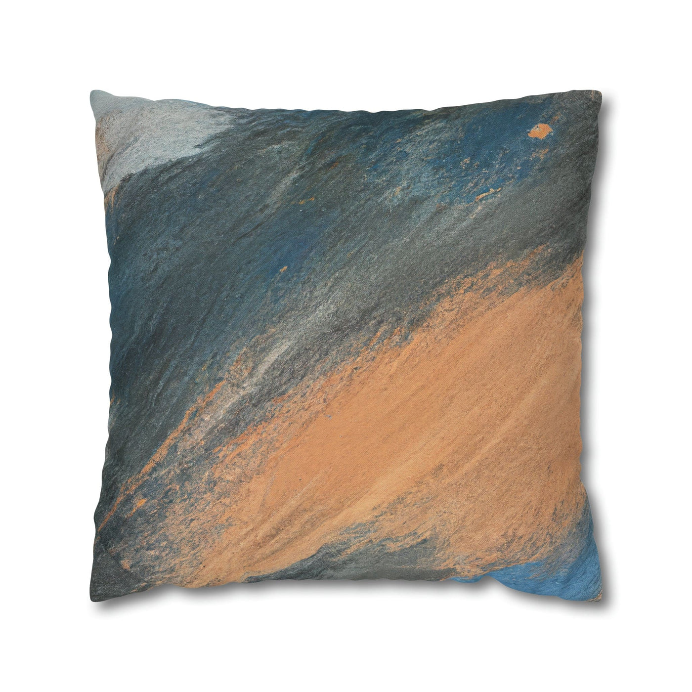 Decorative Throw Pillow Covers With Zipper - Set Of 2 Abstract Blue Orange Grey