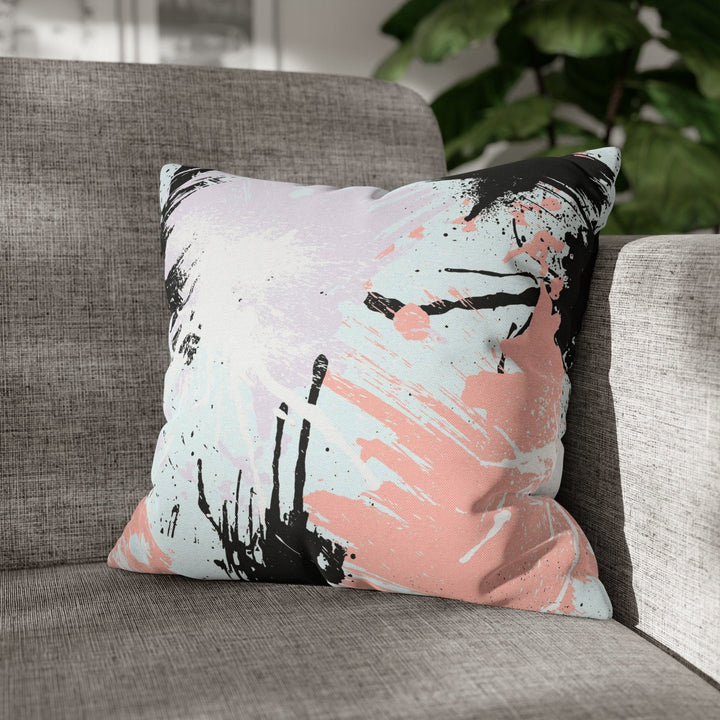 Decorative Throw Pillow Cover Abstract Pink Black White Paint Splatter Pattern