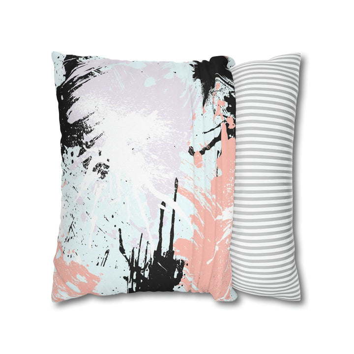 Decorative Throw Pillow Cover Abstract Pink Black White Paint Splatter Pattern