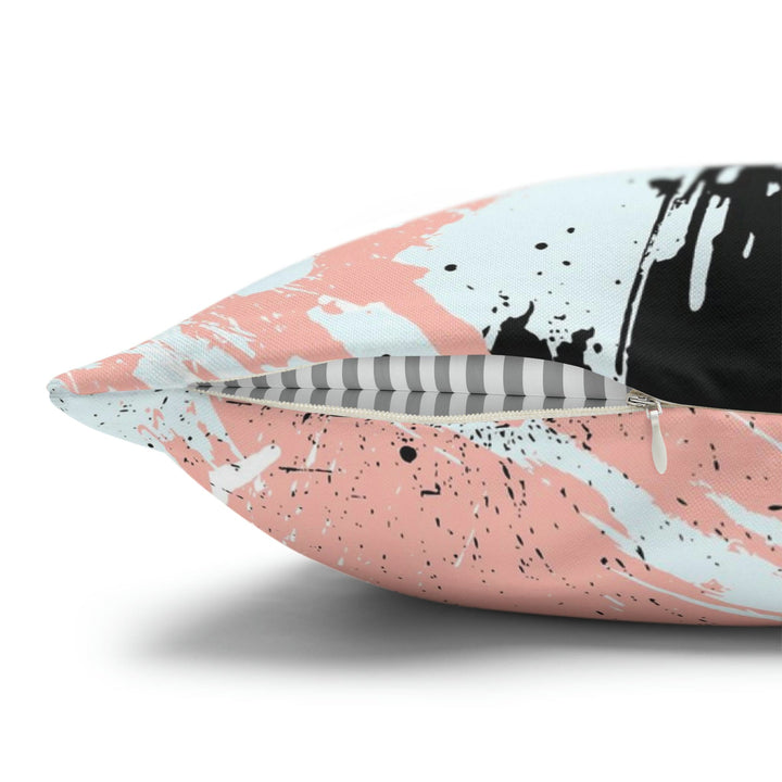 Decorative Throw Pillow Cover Abstract Pink Black White Paint Splatter Pattern