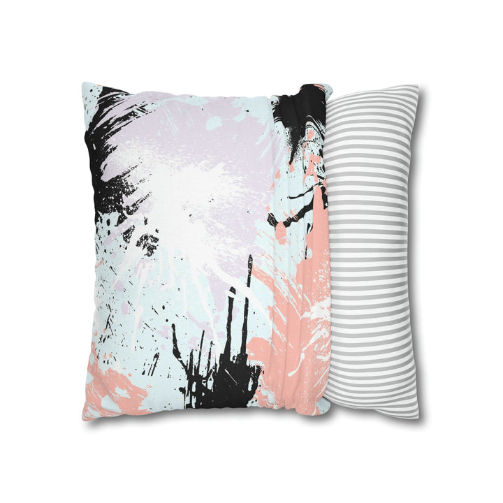 Decorative Throw Pillow Cover Abstract Pink Black White Paint Splatter Pattern