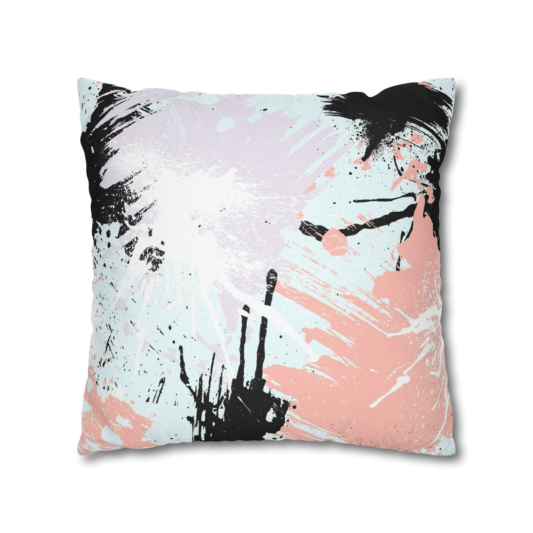 Decorative Throw Pillow Cover Abstract Pink Black White Paint Splatter Pattern