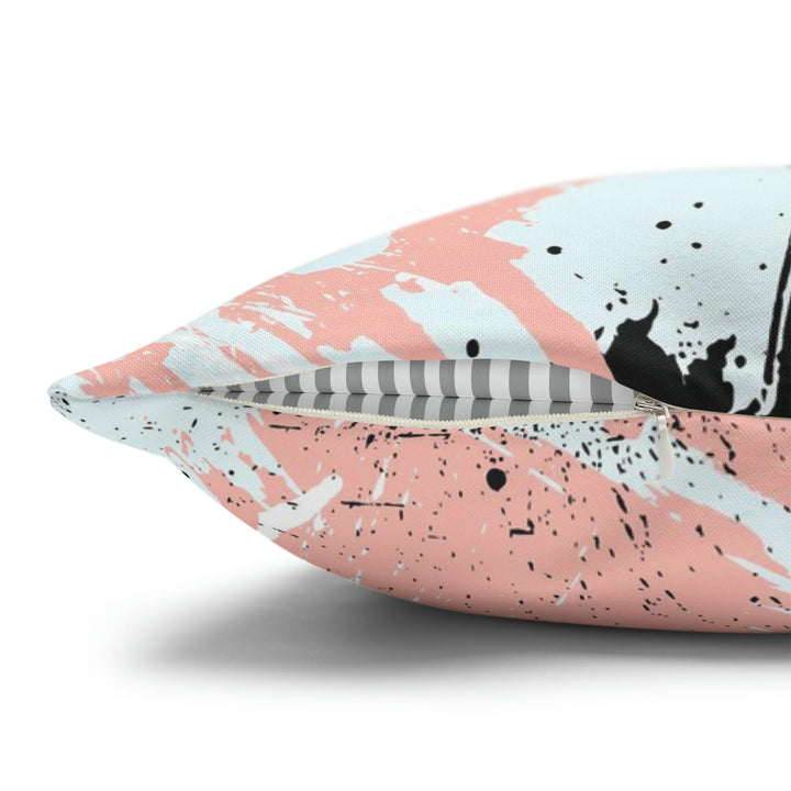 Decorative Throw Pillow Cover Abstract Pink Black White Paint Splatter Pattern