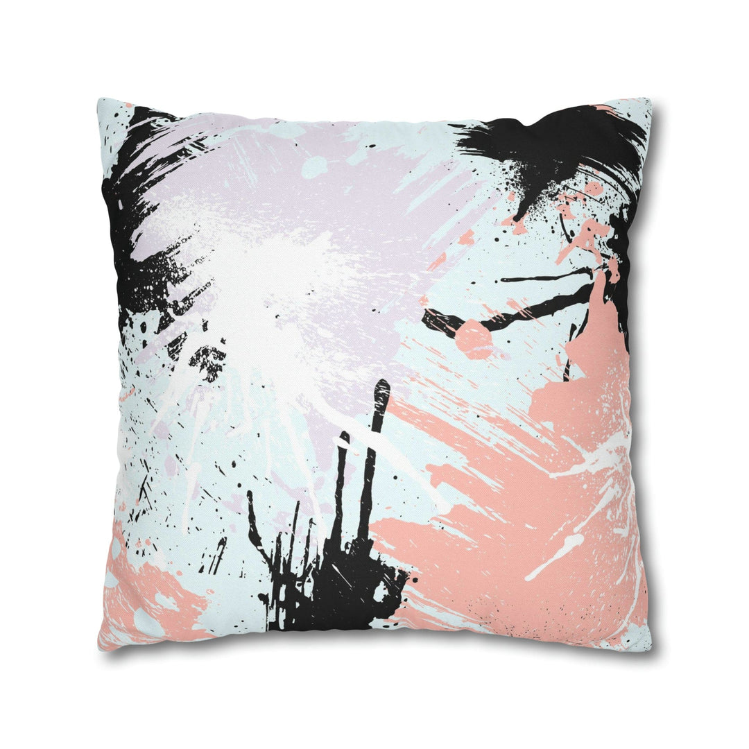 Decorative Throw Pillow Cover Abstract Pink Black White Paint Splatter Pattern