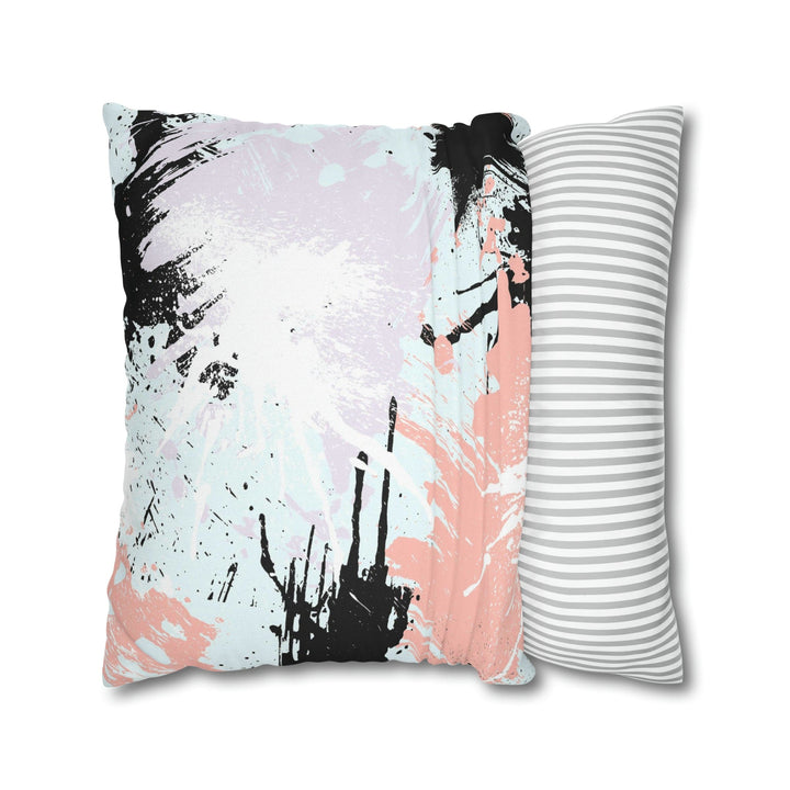 Decorative Throw Pillow Cover Abstract Pink Black White Paint Splatter Pattern