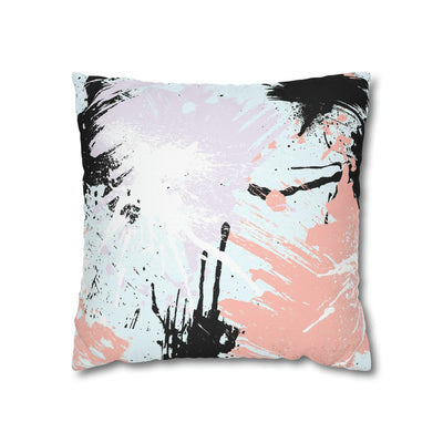 Decorative Throw Pillow Covers With Zipper - Set Of 2 Abstract Pink Black White