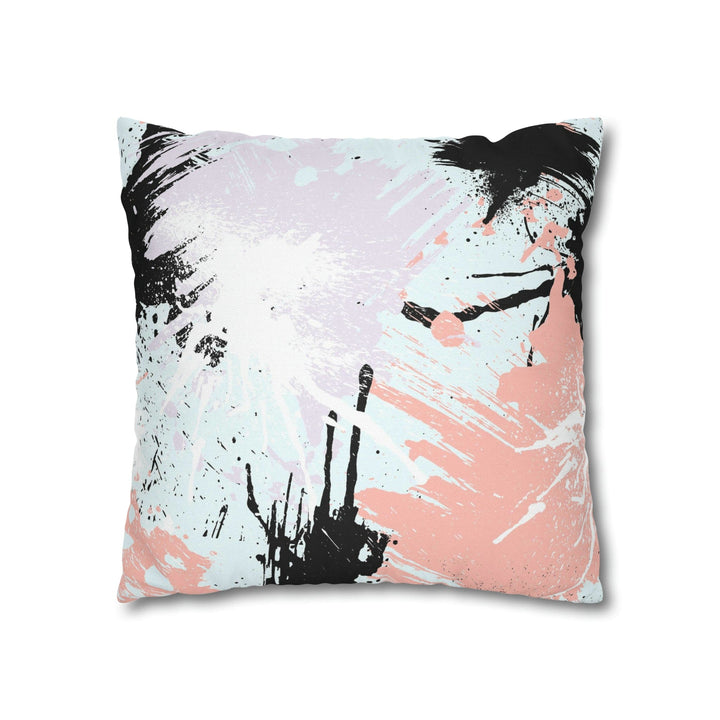 Decorative Throw Pillow Cover Abstract Pink Black White Paint Splatter Pattern