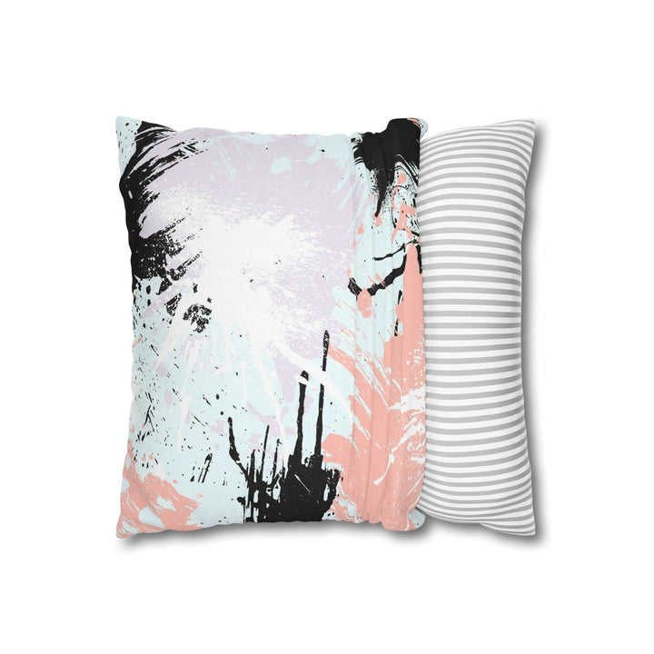 Decorative Throw Pillow Cover Abstract Pink Black White Paint Splatter Pattern