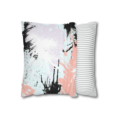 Decorative Throw Pillow Covers With Zipper - Set Of 2 Abstract Pink Black White