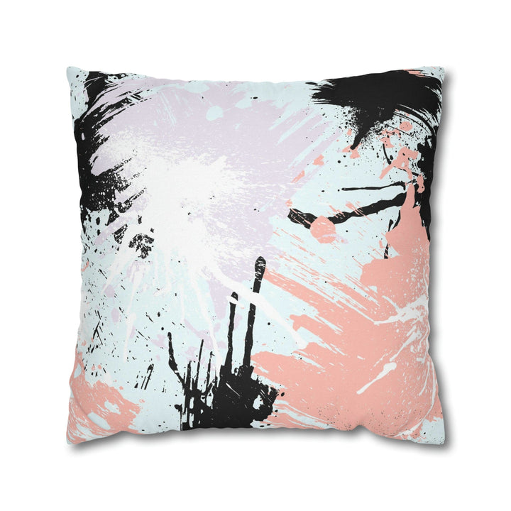 Decorative Throw Pillow Cover Abstract Pink Black White Paint Splatter Pattern