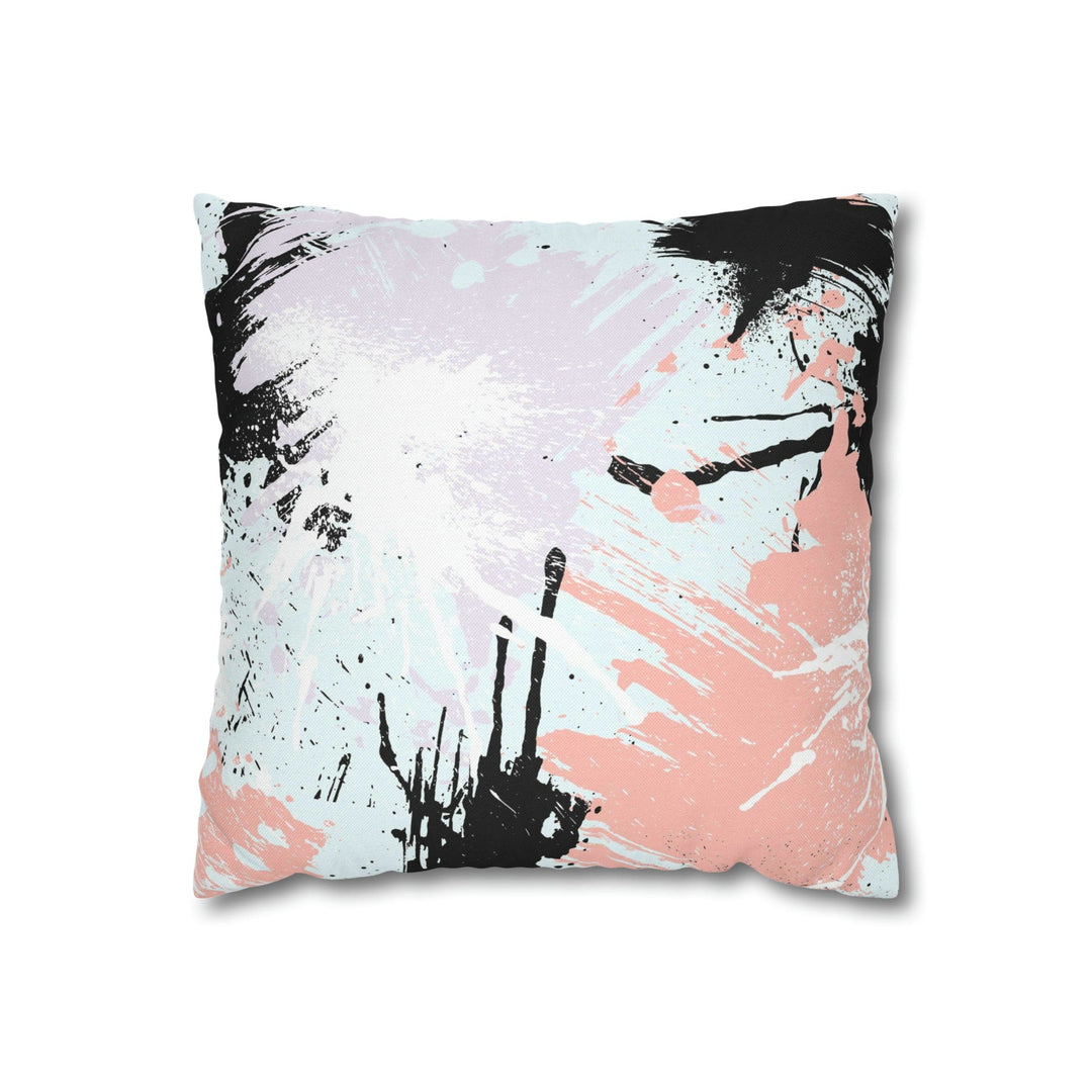 Decorative Throw Pillow Cover Abstract Pink Black White Paint Splatter Pattern