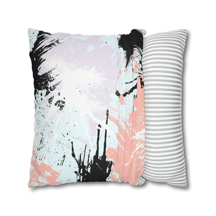 Decorative Throw Pillow Cover Abstract Pink Black White Paint Splatter Pattern