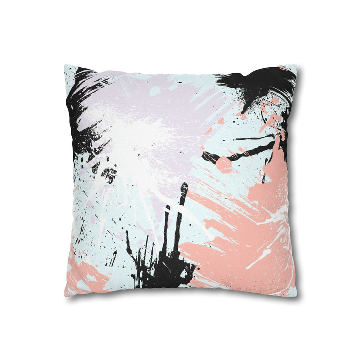 Decorative Throw Pillow Cover Abstract Pink Black White Paint Splatter Pattern