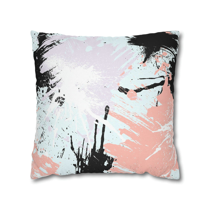 Decorative Throw Pillow Cover Abstract Pink Black White Paint Splatter Pattern