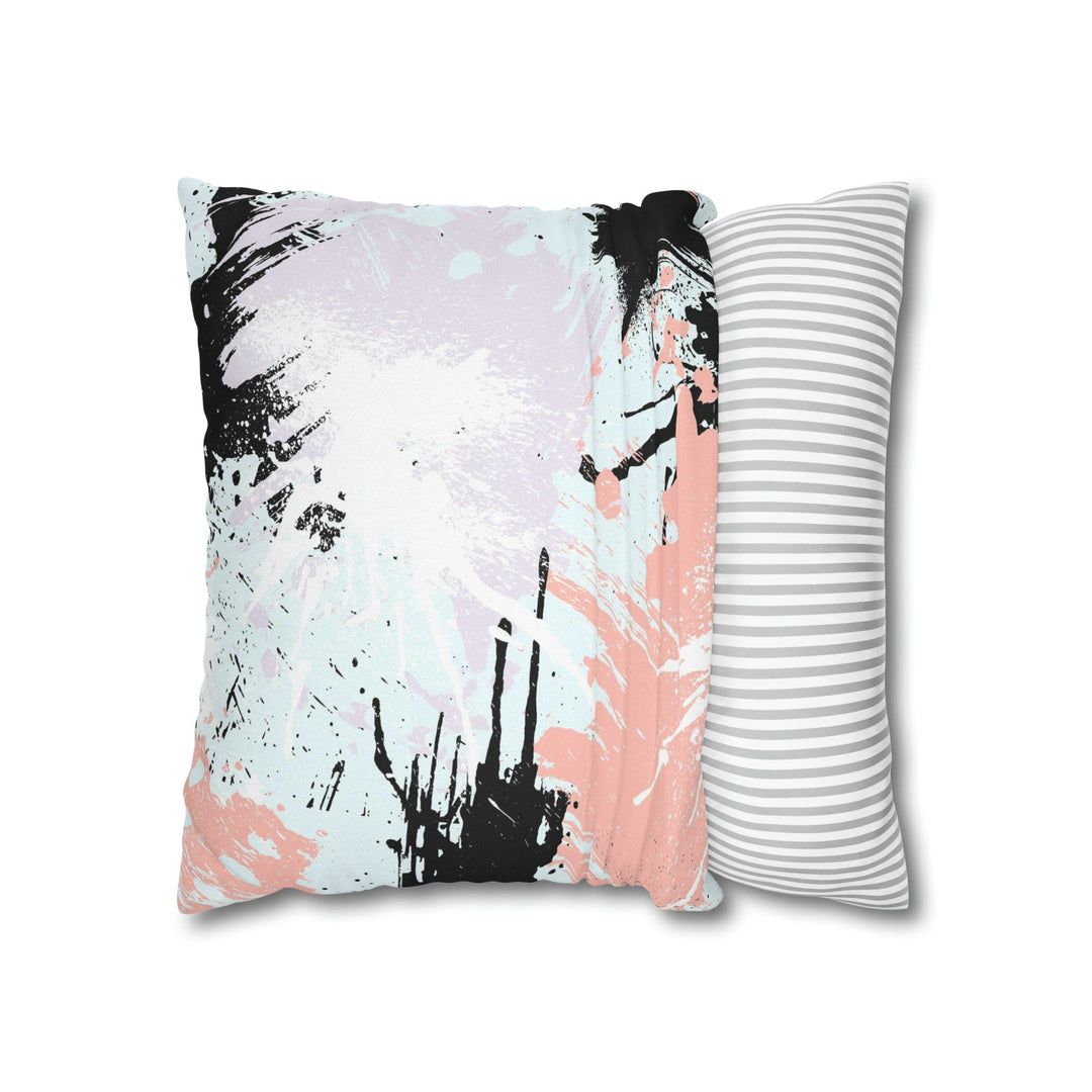 Decorative Throw Pillow Cover Abstract Pink Black White Paint Splatter Pattern