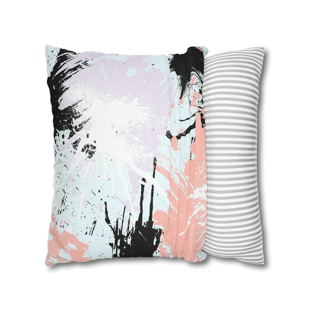 Decorative Throw Pillow Cover Abstract Pink Black White Paint Splatter Pattern