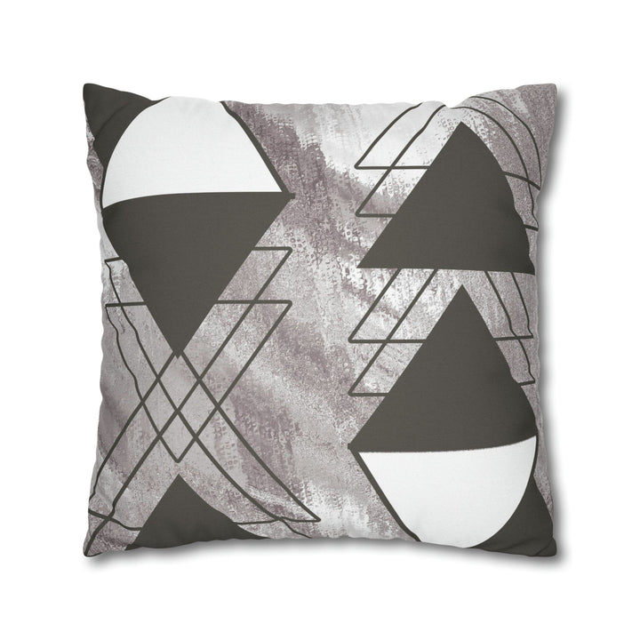 Decorative Throw Pillow Cover - Grey White Triangular Colorblock