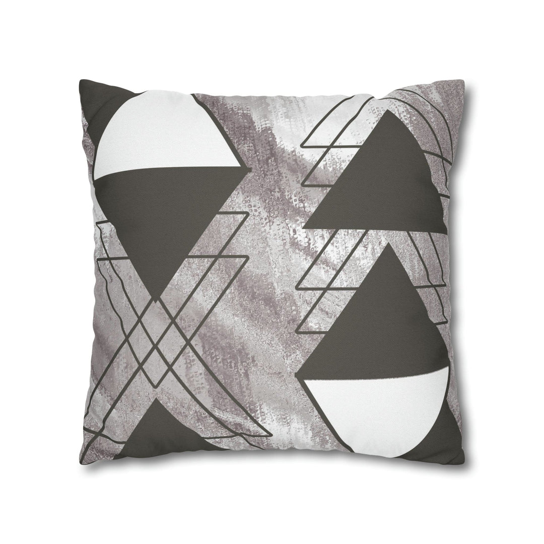 Decorative Throw Pillow Cover - Grey White Triangular Colorblock