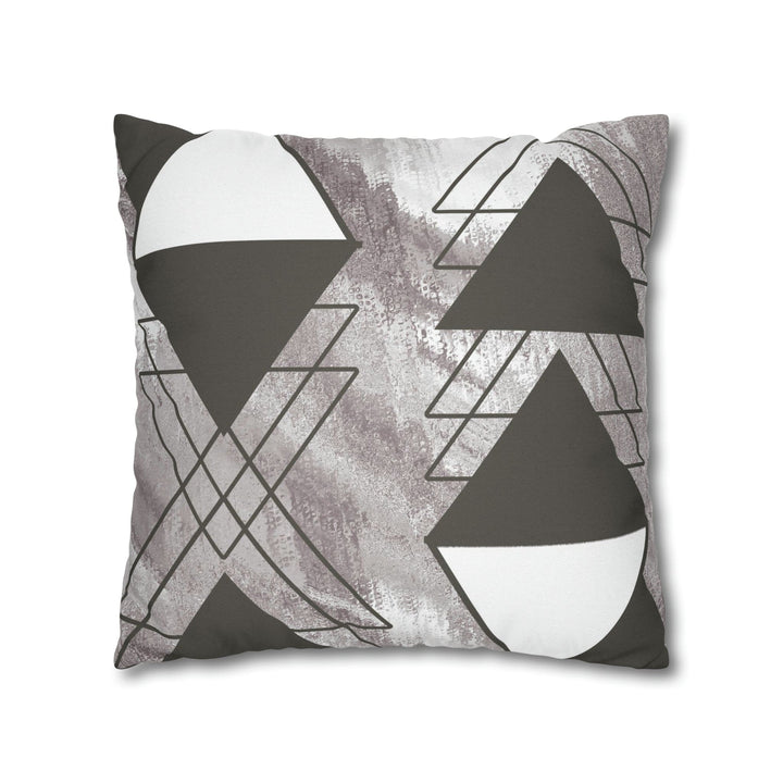 Decorative Throw Pillow Cover - Grey White Triangular Colorblock