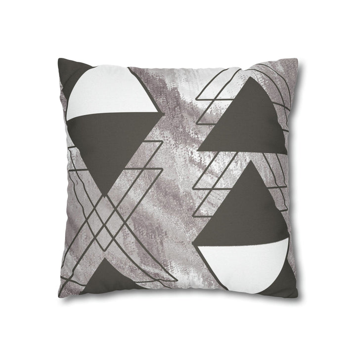 Decorative Throw Pillow Cover - Grey White Triangular Colorblock