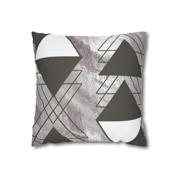 Decorative Throw Pillow Cover - Grey White Triangular Colorblock