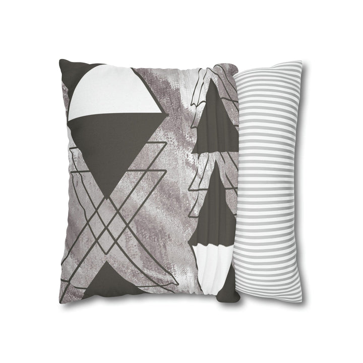 Decorative Throw Pillow Cover - Grey White Triangular Colorblock