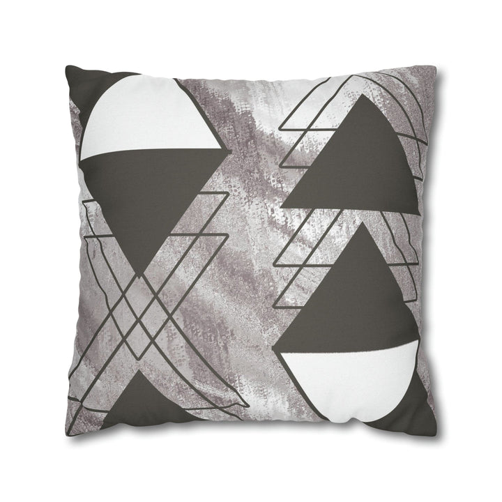 Decorative Throw Pillow Cover - Grey White Triangular Colorblock