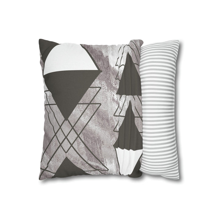 Decorative Throw Pillow Cover - Grey White Triangular Colorblock