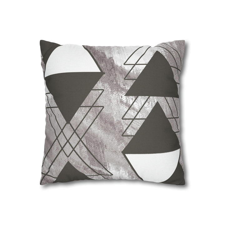 Decorative Throw Pillow Cover - Grey White Triangular Colorblock
