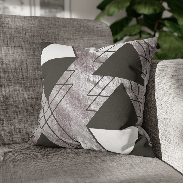 Decorative Throw Pillow Cover - Grey White Triangular Colorblock
