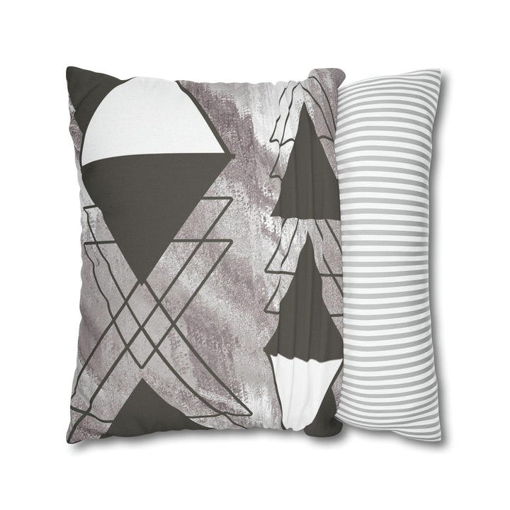 Decorative Throw Pillow Cover - Grey White Triangular Colorblock