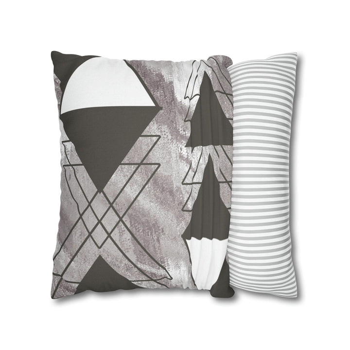 Decorative Throw Pillow Cover - Grey White Triangular Colorblock